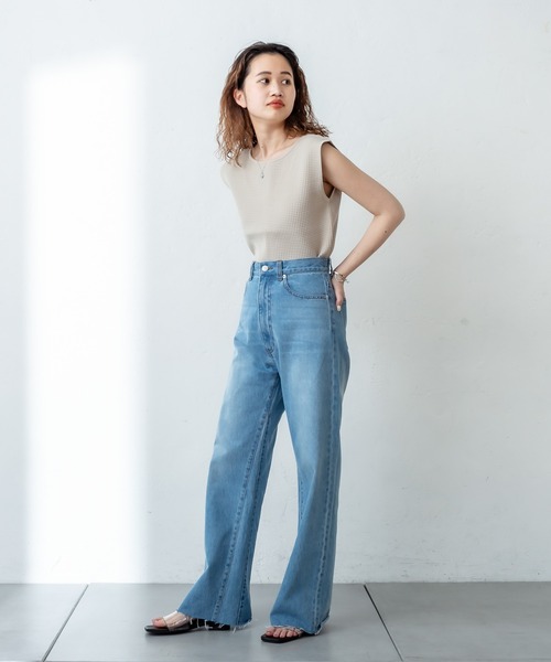 mystic（ミスティック）の「ワッフルタンクトップ（タンクトップ・レディース・イエロー/ブルー/ブラック/ベージュ・FREE）」の3枚目の写真