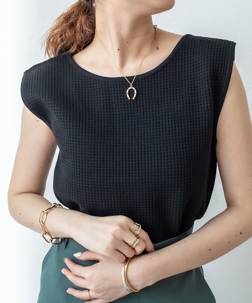 mystic（ミスティック）の「ワッフルタンクトップ（タンクトップ・レディース・イエロー/ブルー/ブラック/ベージュ・FREE）」の2枚目の写真