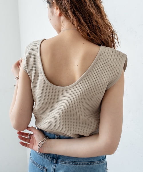 mystic（ミスティック）の「ワッフルタンクトップ（タンクトップ・レディース・イエロー/ブルー/ブラック/ベージュ・FREE）」の10枚目の写真