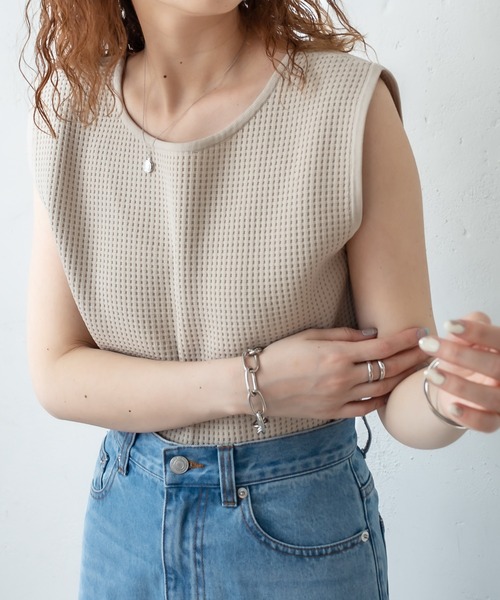 mystic（ミスティック）の「ワッフルタンクトップ（タンクトップ・レディース・イエロー/ブルー/ブラック/ベージュ・FREE）」の12枚目の写真