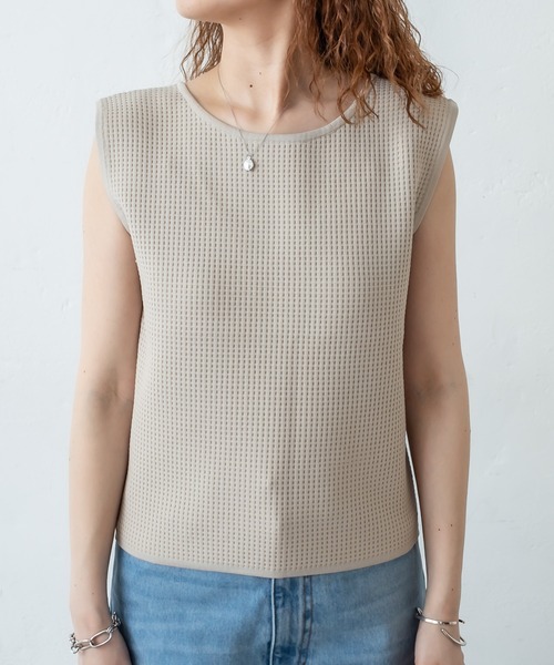 mystic（ミスティック）の「ワッフルタンクトップ（タンクトップ・レディース・イエロー/ブルー/ブラック/ベージュ・FREE）」の13枚目の写真