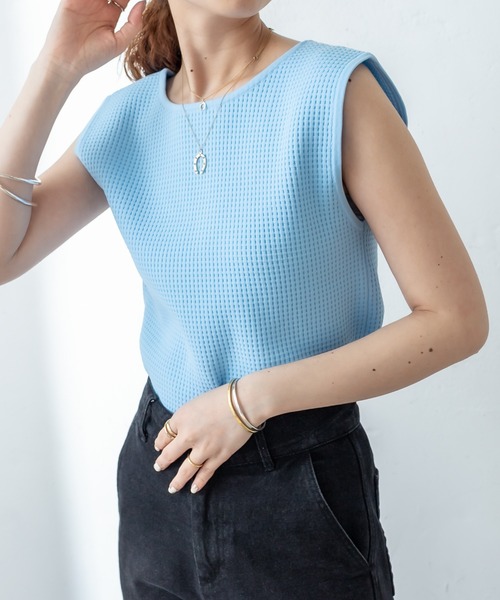 mystic（ミスティック）の「ワッフルタンクトップ（タンクトップ・レディース・イエロー/ブルー/ブラック/ベージュ・FREE）」の14枚目の写真