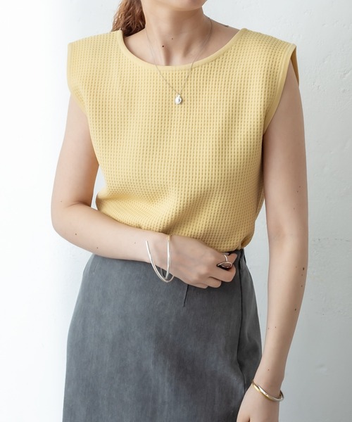 mystic（ミスティック）の「ワッフルタンクトップ（タンクトップ・レディース・イエロー/ブルー/ブラック/ベージュ・FREE）」の8枚目の写真