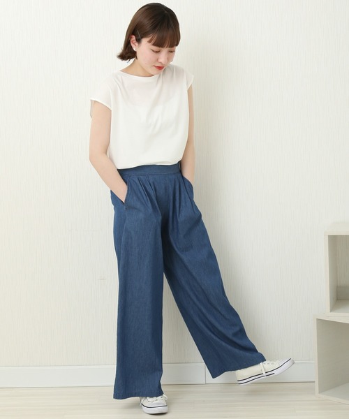 CHARM BERRY TIC（チャームベリーチック）の「4.5OZ 2タックデニムパンツ（デニムパンツ・レディース・ライトブルー/ブルー/ネイビー・M）」の8枚目の写真