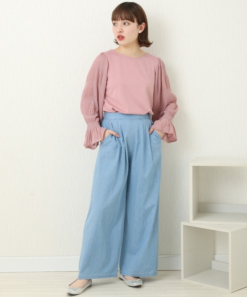 CHARM BERRY TIC（チャームベリーチック）の「4.5OZ 2タックデニムパンツ（デニムパンツ・レディース・ライトブルー/ブルー/ネイビー・M）」の4枚目の写真