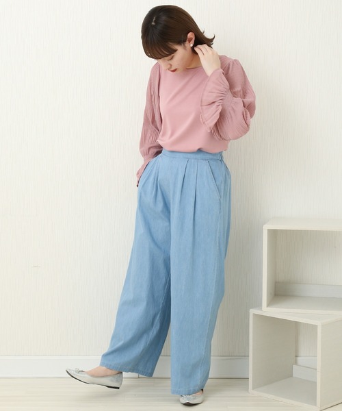 CHARM BERRY TIC（チャームベリーチック）の「4.5OZ 2タックデニムパンツ（デニムパンツ・レディース・ライトブルー/ブルー/ネイビー・M）」の5枚目の写真