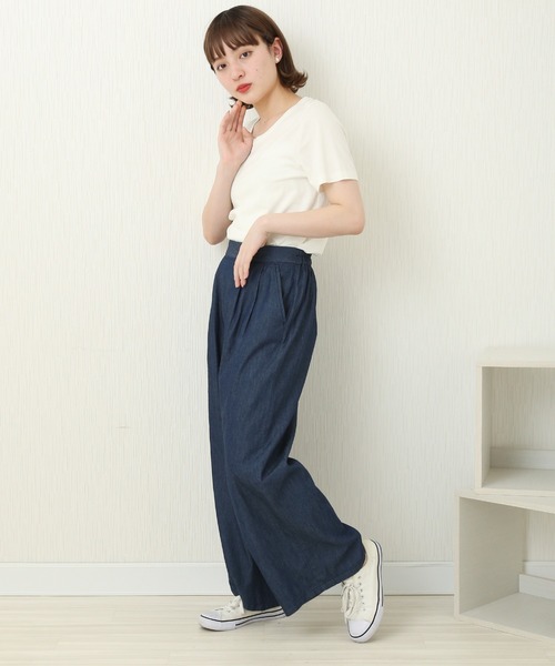 CHARM BERRY TIC（チャームベリーチック）の「4.5OZ 2タックデニムパンツ（デニムパンツ・レディース・ライトブルー/ブルー/ネイビー・M）」の7枚目の写真