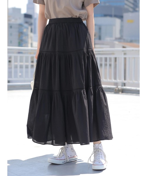 AMERICAN HOLIC（アメリカンホリック）の「ティアードソフトギャザースカート　＊（スカート・レディース・その他14/ブラック/オフホワイト/ブラウン/ブルー・FREE）」の18枚目の写真