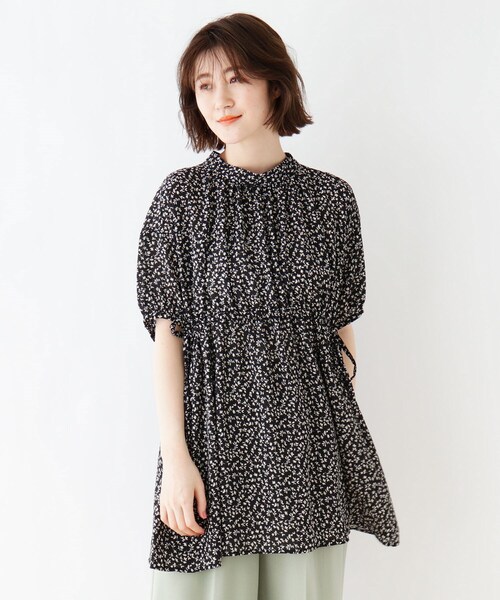 DRESKIP（ドレスキップ）の「◆ウエストリボンリーフ柄ブラウス（シャツ/ブラウス・レディース・ホワイト系3/ブラック系/イエロー系・02/03）」の3枚目の写真