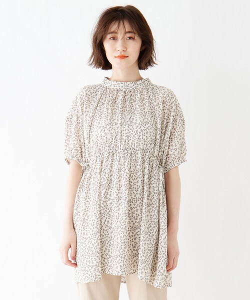 DRESKIP（ドレスキップ）の「◆ウエストリボンリーフ柄ブラウス（シャツ/ブラウス・レディース・ホワイト系3/ブラック系/イエロー系・02/03）」の4枚目の写真