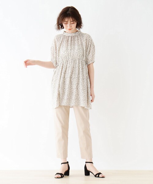 DRESKIP（ドレスキップ）の「◆ウエストリボンリーフ柄ブラウス（シャツ/ブラウス・レディース・ホワイト系3/ブラック系/イエロー系・02/03）」の5枚目の写真