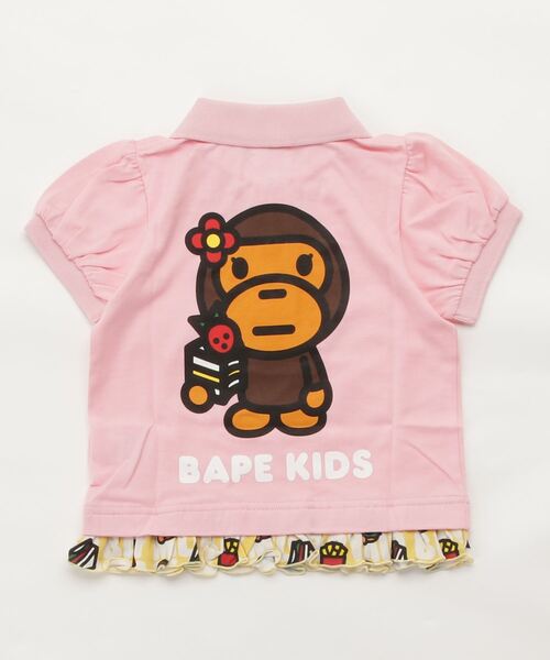 A BATHING APE（アベイシングエイプ）の「BABY MILO JUNK FOOD GIRLS POLO K（ポロシャツ・キッズ・ホワイト/ピンク・90/100/110/120/130/140）」の4枚目の写真