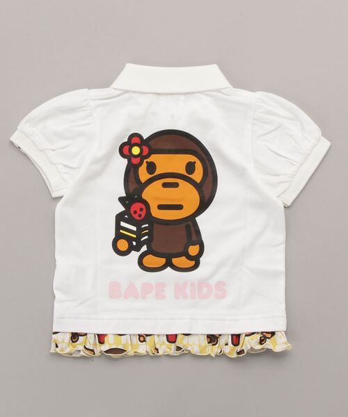 A BATHING APE（アベイシングエイプ）の「BABY MILO JUNK FOOD GIRLS POLO K（ポロシャツ・キッズ・ホワイト/ピンク・90/100/110/120/130/140）」の3枚目の写真