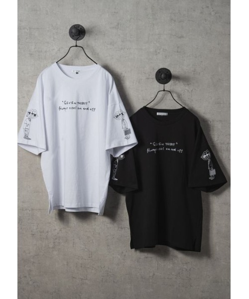 RE730(アールイーセブンサーティー)の「【RE730】なみおくん手書きイラストTシャツ ビッグシルエット(Tシャツ/カットソー・メンズ・ブラック/オフホワイト・MEDIUM/LARGE/X-LARGE)」の13枚目の写真