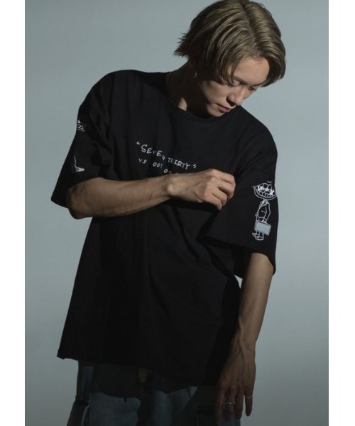 RE730(アールイーセブンサーティー)の「【RE730】なみおくん手書きイラストTシャツ ビッグシルエット(Tシャツ/カットソー・メンズ・ブラック/オフホワイト・MEDIUM/LARGE/X-LARGE)」の14枚目の写真