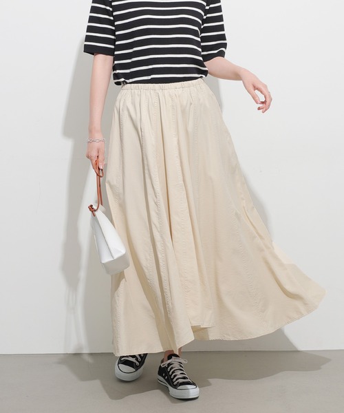 AMERICAN HOLIC（アメリカンホリック）の「切り替えイレヘムフレアスカート　＊（スカート・レディース・ベージュ/ネイビー/グリーン/アイボリー・M/L）」の2枚目の写真