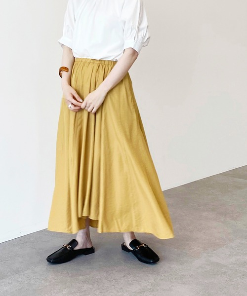 AMERICAN HOLIC（アメリカンホリック）の「切り替えイレヘムフレアスカート　＊（スカート・レディース・ベージュ/ネイビー/グリーン/アイボリー・M/L）」の7枚目の写真