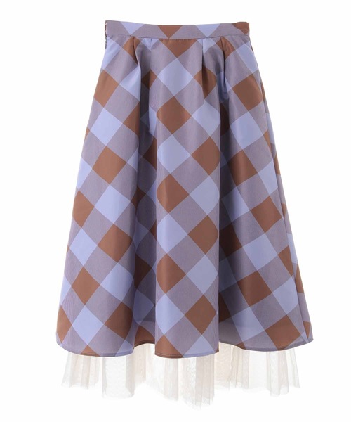 31 Sons de mode（トランテアン　ソン　ドゥ　モード）の「チェック×チュールスカート（スカート・レディース・ブラック×ホワイト/ラベンダー・36/38）」の11枚目の写真