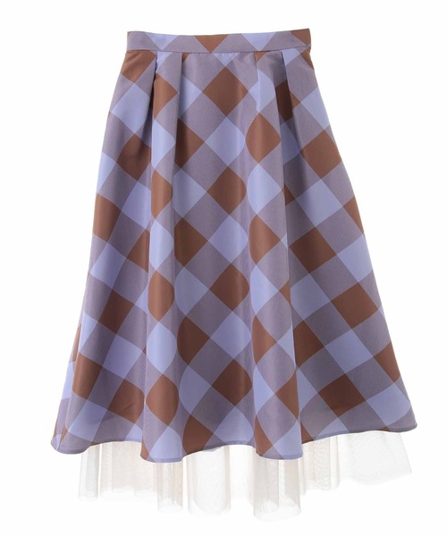 31 Sons de mode（トランテアン　ソン　ドゥ　モード）の「チェック×チュールスカート（スカート・レディース・ブラック×ホワイト/ラベンダー・36/38）」の5枚目の写真