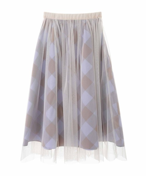 31 Sons de mode（トランテアン　ソン　ドゥ　モード）の「チェック×チュールスカート（スカート・レディース・ブラック×ホワイト/ラベンダー・36/38）」の6枚目の写真