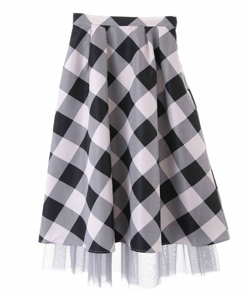 31 Sons de mode（トランテアン　ソン　ドゥ　モード）の「チェック×チュールスカート（スカート・レディース・ブラック×ホワイト/ラベンダー・36/38）」の3枚目の写真
