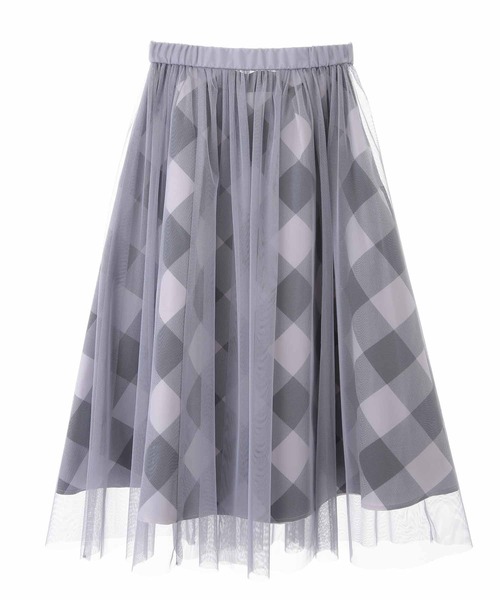 31 Sons de mode（トランテアン　ソン　ドゥ　モード）の「チェック×チュールスカート（スカート・レディース・ブラック×ホワイト/ラベンダー・36/38）」の4枚目の写真