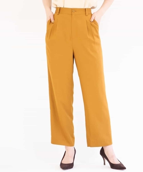 MK MICHEL KLEIN（エムケーミッシェルクラン）の「ウエストタックパンツ/洗える（その他パンツ・レディース・ブラウン/マスタード・38/36）」の2枚目の写真
