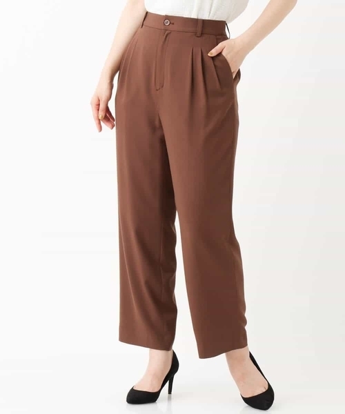 MK MICHEL KLEIN（エムケーミッシェルクラン）の「ウエストタックパンツ/洗える（その他パンツ・レディース・ブラウン/マスタード・38/36）」の4枚目の写真