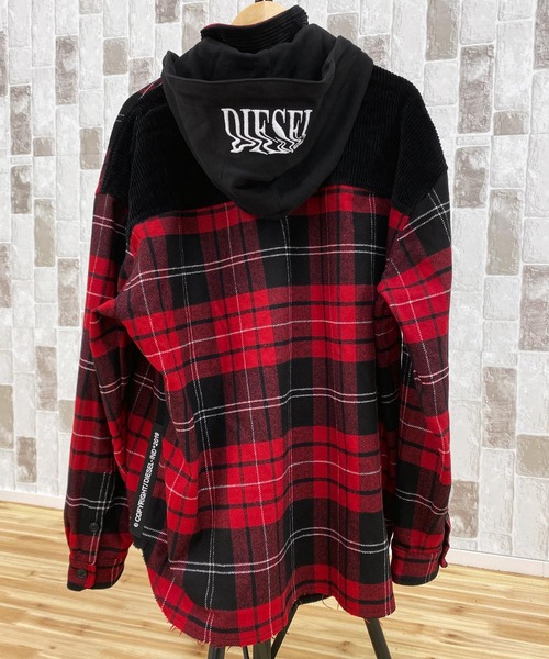 DIESEL（ディーゼル）の「ウールファブリックオーバーチェックシャツジャケット「S-TARO-HOOD」（ミリタリージャケット・メンズ・レッド・L）」の2枚目の写真