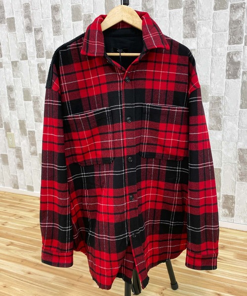 DIESEL（ディーゼル）の「ウールファブリックオーバーチェックシャツジャケット「S-TARO-HOOD」（ミリタリージャケット・メンズ・レッド・L）」の4枚目の写真