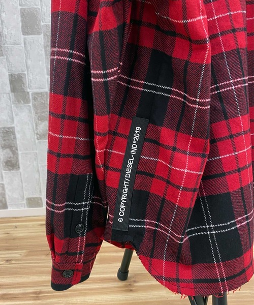 DIESEL（ディーゼル）の「ウールファブリックオーバーチェックシャツジャケット「S-TARO-HOOD」（ミリタリージャケット・メンズ・レッド・L）」の13枚目の写真