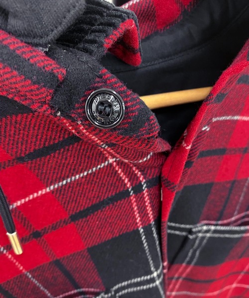 DIESEL（ディーゼル）の「ウールファブリックオーバーチェックシャツジャケット「S-TARO-HOOD」（ミリタリージャケット・メンズ・レッド・L）」の10枚目の写真