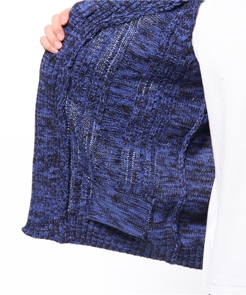 VENCEEXCHANGE(ヴァンスエクスチェンジ)の「アクリルポリプロピレンケーブルアミショールカーディガン(カーディガン/ボレロ・メンズ・シルバー/レッド/ロイヤルブルー・SMALL/LARGE/MEDIUM)」の9枚目の写真