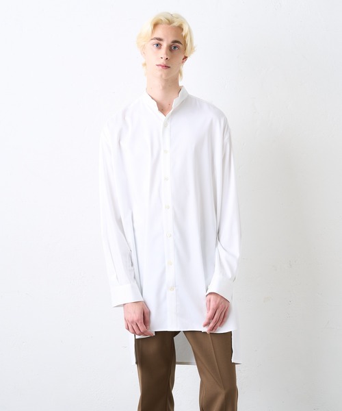 Lui's（ルイス）の「バンブーレーヨンサテンビッグシルエットスリットシャツ（シャツ/ブラウス・メンズ・ホワイト/ブラック・FREE）」の2枚目の写真