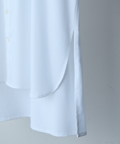 Lui's（ルイス）の「バンブーレーヨンサテンビッグシルエットスリットシャツ（シャツ/ブラウス・メンズ・ホワイト/ブラック・FREE）」の4枚目の写真