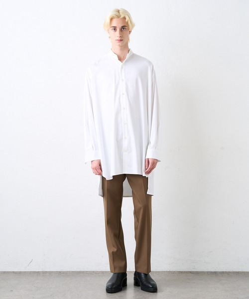 Lui's（ルイス）の「バンブーレーヨンサテンビッグシルエットスリットシャツ（シャツ/ブラウス・メンズ・ホワイト/ブラック・FREE）」の9枚目の写真