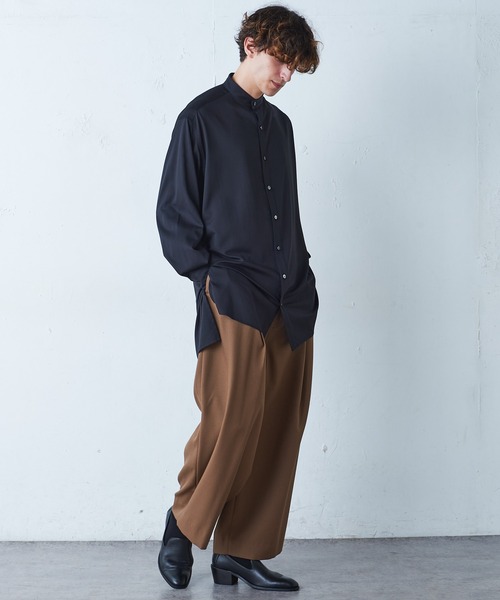 Lui's（ルイス）の「バンブーレーヨンサテンビッグシルエットスリットシャツ（シャツ/ブラウス・メンズ・ホワイト/ブラック・FREE）」の8枚目の写真