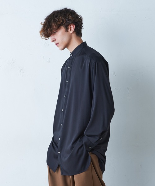 Lui's（ルイス）の「バンブーレーヨンサテンビッグシルエットスリットシャツ（シャツ/ブラウス・メンズ・ホワイト/ブラック・FREE）」の14枚目の写真