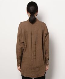 ラウンジドレス　リネン100%ビッグシャツブラウス　金ボタン　フリーサイズ loungedress ラウンジドレス 洗える ライトサテンBIGシャツ