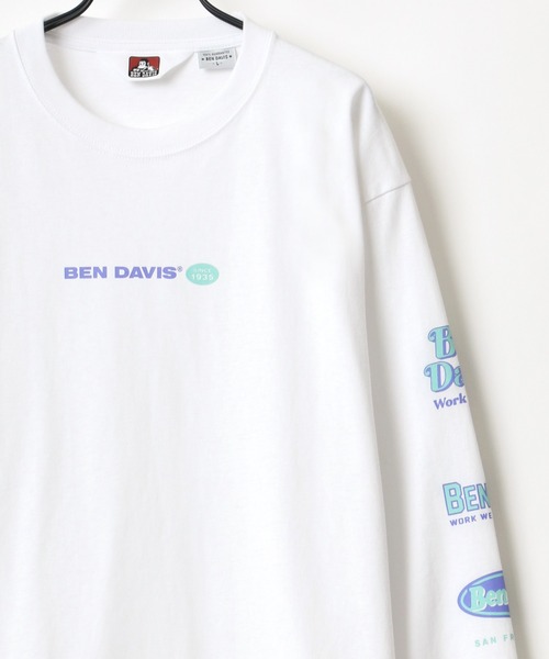 BEN DAVIS(ベンデイビス)の「BEN DAVIS/ベンデイビス 袖プリント バナーロゴ ロングスリーブTシャツ(Tシャツ/カットソー・メンズ・ホワイト/ブラック/パープル/ピンク・M/L/XL)」の2枚目の写真
