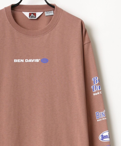 BEN DAVIS(ベンデイビス)の「BEN DAVIS/ベンデイビス 袖プリント バナーロゴ ロングスリーブTシャツ(Tシャツ/カットソー・メンズ・ホワイト/ブラック/パープル/ピンク・M/L/XL)」の4枚目の写真