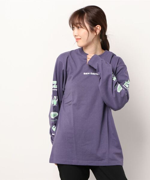 BEN DAVIS(ベンデイビス)の「BEN DAVIS/ベンデイビス 袖プリント バナーロゴ ロングスリーブTシャツ(Tシャツ/カットソー・メンズ・ホワイト/ブラック/パープル/ピンク・M/L/XL)」の6枚目の写真