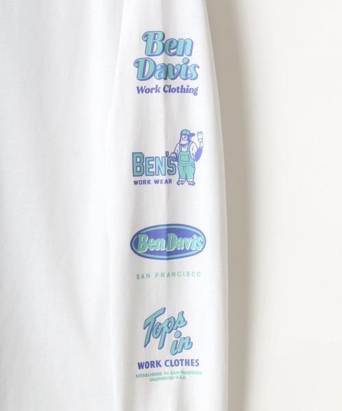 BEN DAVIS(ベンデイビス)の「BEN DAVIS/ベンデイビス 袖プリント バナーロゴ ロングスリーブTシャツ(Tシャツ/カットソー・メンズ・ホワイト/ブラック/パープル/ピンク・M/L/XL)」の5枚目の写真