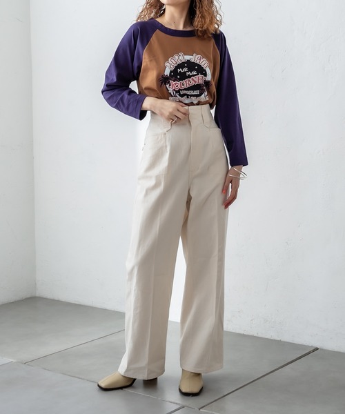 mystic(ミスティック)の「ラグランプリントTシャツ(Tシャツ/カットソー・レディース・グレー/キャメル/ベージュ・FREE)」の13枚目の写真