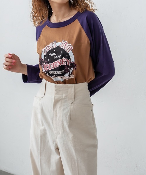 mystic(ミスティック)の「ラグランプリントTシャツ(Tシャツ/カットソー・レディース・グレー/キャメル/ベージュ・FREE)」の21枚目の写真
