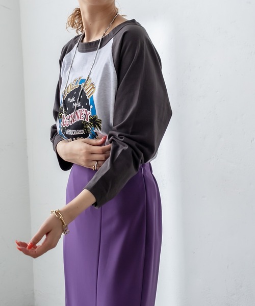 mystic(ミスティック)の「ラグランプリントTシャツ(Tシャツ/カットソー・レディース・グレー/キャメル/ベージュ・FREE)」の4枚目の写真