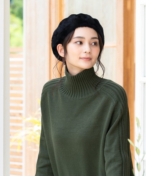 セール】ふわふわフェイクファーベレー帽（ハンチング/ベレー帽