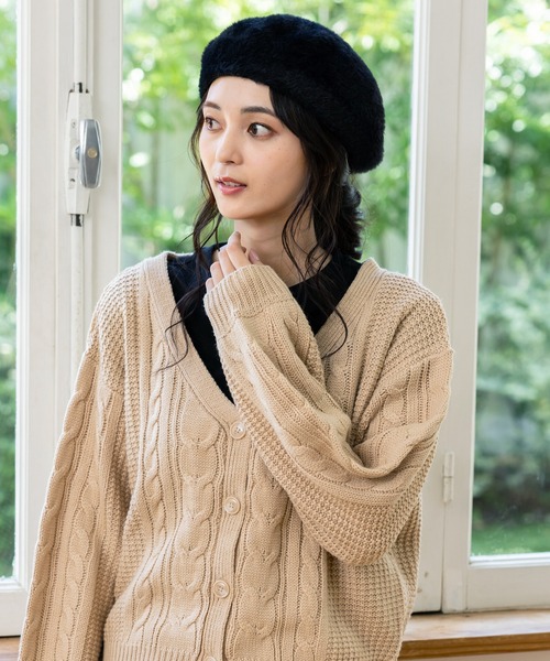 新品 限定★上品なミンクファーのベレー帽 茶/レデイース 毛皮ファー 新品 限定☆上品なミンクの編込みベレー帽 茶/レデイース毛皮