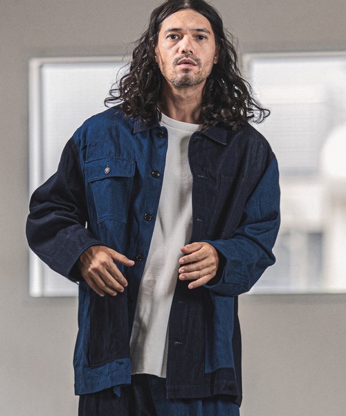 CAMBIO（カンビオ）の「mj8159-Remake Like American Casual Coverall Jacket ジャケット（カバーオール・メンズ・ブルー系その他/ストライプ・S/M/L）」の2枚目の写真