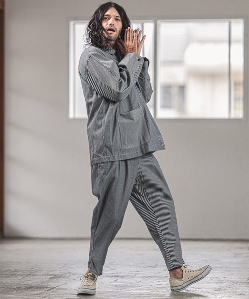 CAMBIO（カンビオ）の「mj8159-Remake Like American Casual Coverall Jacket ジャケット（カバーオール・メンズ・ブルー系その他/ストライプ・S/M/L）」の5枚目の写真